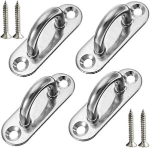 4 pcs 3.1 inch 304 stainless steel ceiling hooks pad eyes plate marine hardware hooks with screws