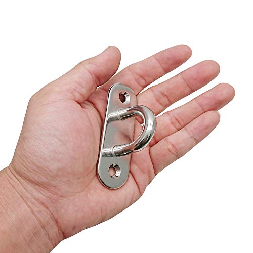 4 Pcs 3.1 Inch 304 Stainless Steel Ceiling Hooks Pad Eyes Plate Marine Hardware Hooks with Screws