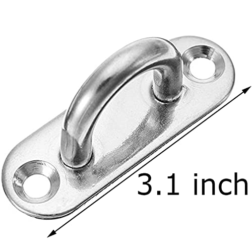 4 Pcs 3.1 Inch 304 Stainless Steel Ceiling Hooks Pad Eyes Plate Marine Hardware Hooks with Screws