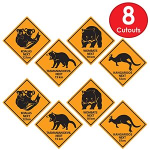 Beistle Outback Road Sign Cutouts 8 Piece, 17", Multicolor
