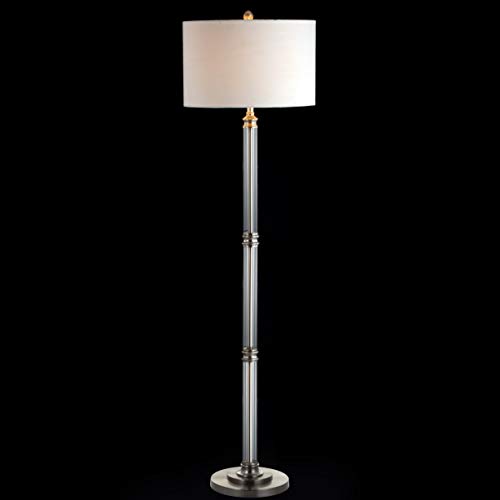 JONATHAN Y JYL3058A Ralph 60" Metal/Glass Floor Lamp, Contemporary, Modern, Transitional, Elegant, Office, Living Room, Family Room, Dining Room, Bedroom, Hallway, Foyer, Polished Nickel/Clear