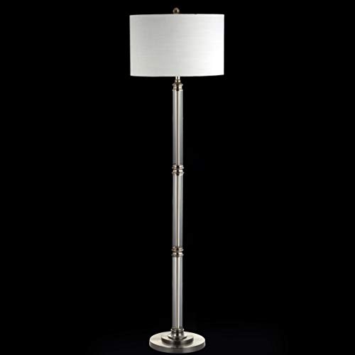 JONATHAN Y JYL3058A Ralph 60" Metal/Glass Floor Lamp, Contemporary, Modern, Transitional, Elegant, Office, Living Room, Family Room, Dining Room, Bedroom, Hallway, Foyer, Polished Nickel/Clear