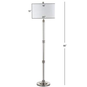 JONATHAN Y JYL3058A Ralph 60" Metal/Glass Floor Lamp, Contemporary, Modern, Transitional, Elegant, Office, Living Room, Family Room, Dining Room, Bedroom, Hallway, Foyer, Polished Nickel/Clear