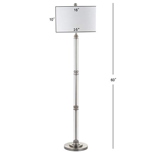 JONATHAN Y JYL3058A Ralph 60" Metal/Glass Floor Lamp, Contemporary, Modern, Transitional, Elegant, Office, Living Room, Family Room, Dining Room, Bedroom, Hallway, Foyer, Polished Nickel/Clear