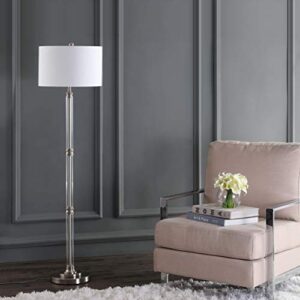 JONATHAN Y JYL3058A Ralph 60" Metal/Glass Floor Lamp, Contemporary, Modern, Transitional, Elegant, Office, Living Room, Family Room, Dining Room, Bedroom, Hallway, Foyer, Polished Nickel/Clear