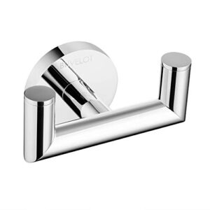 buvelot robe hook, double towel hook, wall mounted brass hooks for bathroom kitchen garage,chrome,077020-cr,leo series
