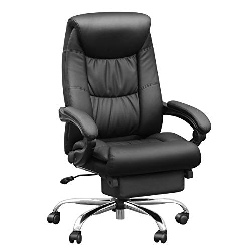 Duramont Reclining Leather Office Chair - High Back Executive Chair - Thick Seat Cushion - Ergonomic Adjustable Seat Height and Back Recline - Desk and Task Chair