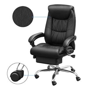 Duramont Reclining Leather Office Chair - High Back Executive Chair - Thick Seat Cushion - Ergonomic Adjustable Seat Height and Back Recline - Desk and Task Chair