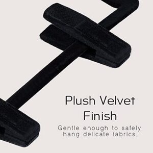 Sleek Pick Premium Velvet Hanger Clips, Black, 20 Pack, 2.25" x 0.87" Non-Slip Grip Felt Plastic Hangers Clip, Heavy Duty, Closet Space-Saving Pants Skirt Clothes Hangers Clip, Clothes Hanger Clip