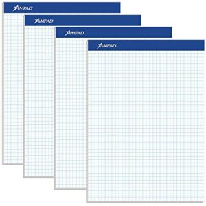 ampad evidence quad dual-pad, quadrille rule, letter size (8.5 x 11.75), white, 100 sheets per pad, pack of 4