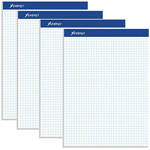 Ampad Evidence Quad Dual-Pad, Quadrille Rule, Letter Size (8.5 x 11.75), White, 100 Sheets per Pad, Pack of 4