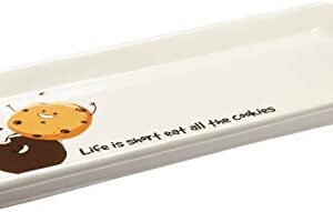 Pavilion Gift Company Pavilion-Life Is Short Eat 12.25 Inch Ceramic Cookie Serving Tray , White