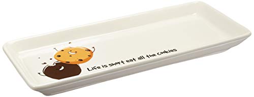 Pavilion Gift Company Pavilion-Life Is Short Eat 12.25 Inch Ceramic Cookie Serving Tray , White