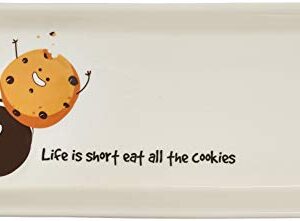 Pavilion Gift Company Pavilion-Life Is Short Eat 12.25 Inch Ceramic Cookie Serving Tray , White