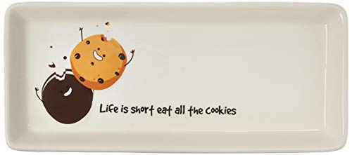 Pavilion Gift Company Pavilion-Life Is Short Eat 12.25 Inch Ceramic Cookie Serving Tray , White