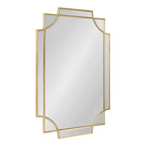 kate and laurel minuette decorative rectangle frame wall mirror in gold leaf, 24x35.5 inches