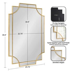 Kate and Laurel Minuette Decorative Rectangle Frame Wall Mirror in Gold Leaf, 24x35.5 Inches