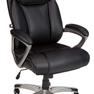 Amazon Basics Big & Tall Executive Computer Desk Chair With Lumbar Support, Adjustable Height and Tilt, 350Lb Capacity, Black With Pewter Finish, 28.5" D x 30.25" W x 47.9" H