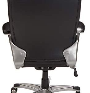 Amazon Basics Big & Tall Executive Computer Desk Chair With Lumbar Support, Adjustable Height and Tilt, 350Lb Capacity, Black With Pewter Finish, 28.5" D x 30.25" W x 47.9" H