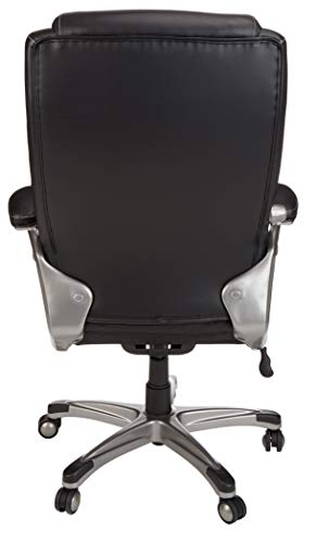 Amazon Basics Big & Tall Executive Computer Desk Chair With Lumbar Support, Adjustable Height and Tilt, 350Lb Capacity, Black With Pewter Finish, 28.5" D x 30.25" W x 47.9" H