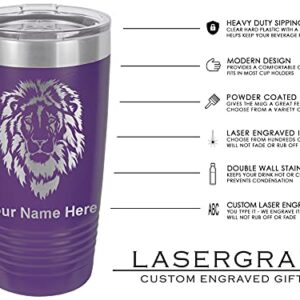 LaserGram 20oz Vacuum Insulated Tumbler Mug, Penguin, Personalized Engraving Included (Dark Purple)