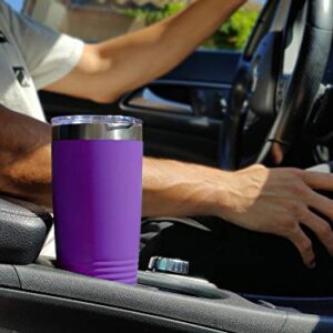 LaserGram 20oz Vacuum Insulated Tumbler Mug, Penguin, Personalized Engraving Included (Dark Purple)