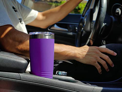 LaserGram 20oz Vacuum Insulated Tumbler Mug, Penguin, Personalized Engraving Included (Dark Purple)