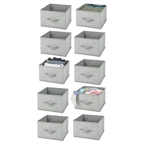 mdesign fabric bin for cube organizer - foldable cloth storage cube - collapsible closet storage organizer - folding storage bin for clothes and more - lido collection - 10 pack - gray