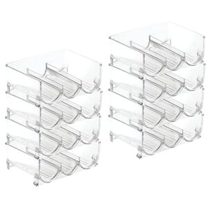 mDesign Stackable Plastic 3 Bottle Refrigerator Wine Rack - Kitchen Storage Organizer for Champagne, Wine or Water Bottles - Stacking Wine Organizer for Fridge - Ligne Collection - 8 Pack - Clear