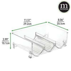 mDesign Stackable Plastic 3 Bottle Refrigerator Wine Rack - Kitchen Storage Organizer for Champagne, Wine or Water Bottles - Stacking Wine Organizer for Fridge - Ligne Collection - 8 Pack - Clear