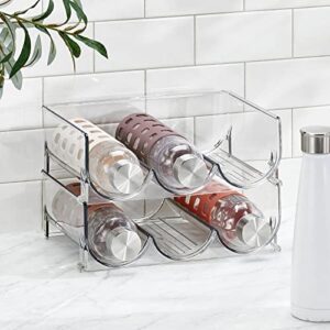 mDesign Stackable Plastic 3 Bottle Refrigerator Wine Rack - Kitchen Storage Organizer for Champagne, Wine or Water Bottles - Stacking Wine Organizer for Fridge - Ligne Collection - 8 Pack - Clear