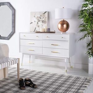 safavieh couture home madden modern retro white 6-drawer dresser