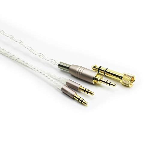 NewFantasia 6N OCC Copper Silver Plated Upgrade Audio Cable 3.5mm Male and 6.3mm Adapter Compatible with Hifiman Ananda, Sundara, Arya, HE400SE, HE4XX, HE-400i Headphone (2 x 3.5mm Version)