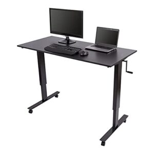 stand steady tranzendesk 55 inch standing desk | height adjustable sit to stand workstation with removable crank handle | ergonomic desk great for home & office! (55.6"/ black)