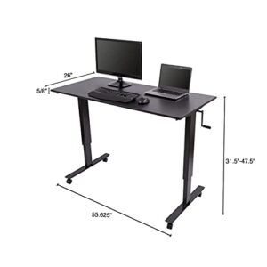 Stand Steady Tranzendesk 55 Inch Standing Desk | Height Adjustable Sit to Stand Workstation with Removable Crank Handle | Ergonomic Desk Great for Home & Office! (55.6"/ Black)