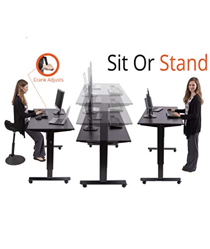 Stand Steady Tranzendesk 55 Inch Standing Desk | Height Adjustable Sit to Stand Workstation with Removable Crank Handle | Ergonomic Desk Great for Home & Office! (55.6"/ Black)