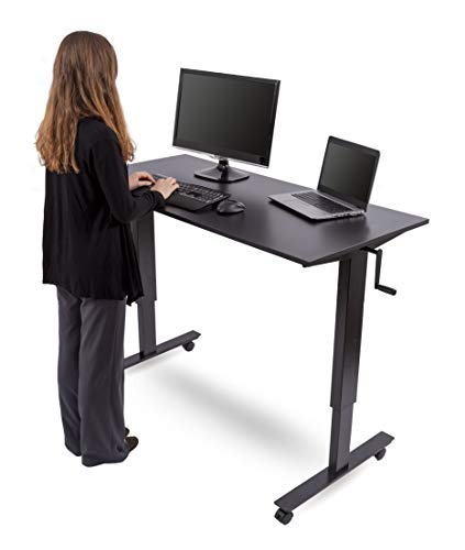 Stand Steady Tranzendesk 55 Inch Standing Desk | Height Adjustable Sit to Stand Workstation with Removable Crank Handle | Ergonomic Desk Great for Home & Office! (55.6"/ Black)