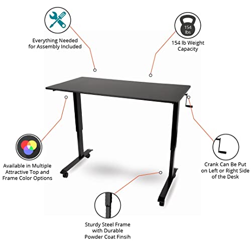 Stand Steady Tranzendesk 55 Inch Standing Desk | Height Adjustable Sit to Stand Workstation with Removable Crank Handle | Ergonomic Desk Great for Home & Office! (55.6"/ Black)