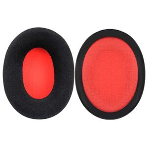 Geekria Comfort Velour Replacement Ear Pads for HyperX Cloud III Cloud 3 Cloud II Gaming Cloud Flight Cloud Flight S Cloud Stinger Cloud Alpha Alpha S Headphones Ear Cushions (Black Red)