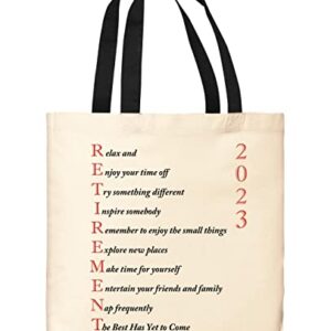 Coworker Retirement Gifts 2023 Retirement Poem Retirement Party Gift Black Handle Small Canvas Tote Bag