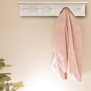 Danya B. BR17052WH 24" Wall Mount Wooden Coat Rack with 5 Hanger Hooks and Display Shelf - White