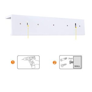 Danya B. BR17052WH 24" Wall Mount Wooden Coat Rack with 5 Hanger Hooks and Display Shelf - White