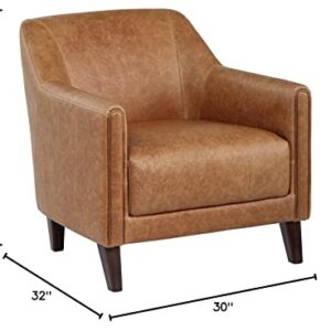 Amazon Brand – Stone & Beam Grover Modern Living Room Accent Chair, 30"W, Cognac Leather