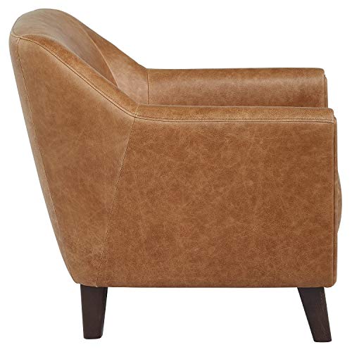 Amazon Brand – Stone & Beam Grover Modern Living Room Accent Chair, 30"W, Cognac Leather