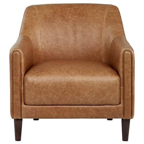 Amazon Brand – Stone & Beam Grover Modern Living Room Accent Chair, 30"W, Cognac Leather