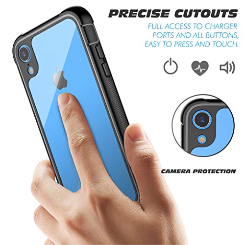 Pakoyi Designed for iPhone XR Case, Clear Full Body Bumper Case with Built-in Screen Protector Slim Clear Shock-Absorbing Dustproof Lightweight Cover Case for iPhone XR (6.1 Inch)