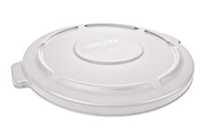 rubbermaid commercial products brute heavy-duty trash/garbage can lid, white, compatible with 55-gallon brute container, pack of 3