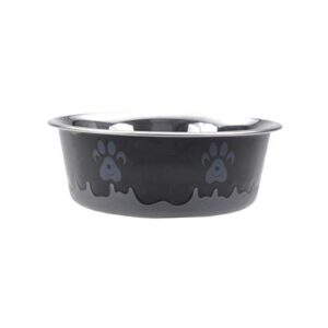 maslow design series non-skid paw design bowl, black/grey, 28 oz/3.5 cup