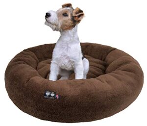 bessie and barnie snuggle dog bed - extra plush fabric dog bean bag bed - reversible circle dog bed - machine washable donut dog bed - calming dog bed - multiple sizes & colors available