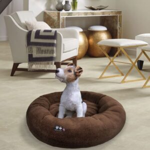 Bessie and Barnie Snuggle Dog Bed - Extra Plush Fabric Dog Bean Bag Bed - Reversible Circle Dog Bed - Machine Washable Donut Dog Bed - Calming Dog Bed - Multiple Sizes & Colors Available